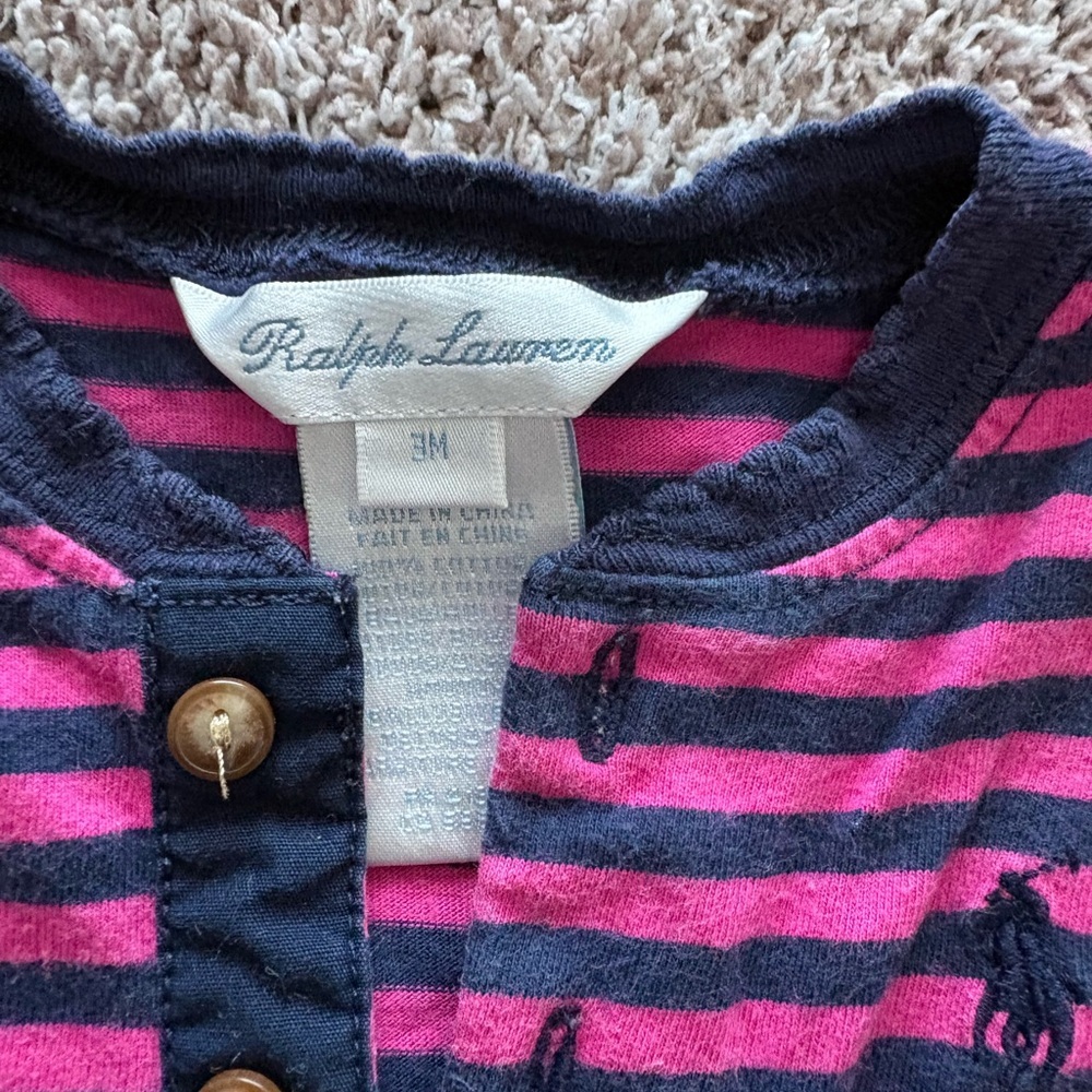 Ralph Lauren Pink and Black Striped Bodysuit - Picture 3 of 4